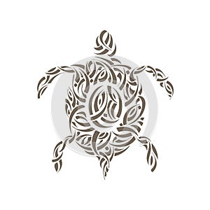 Vector Calligraphic Hand Drawn Turtle