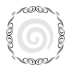 Vector calligraphy decorative frame.Vector illustration. Black .