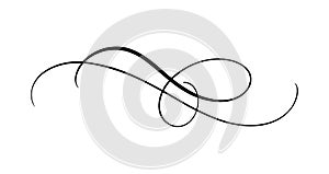 Vector calligraphy element flourish. Hand drawn divider for page decoration and frame design illustration swirl ornament.