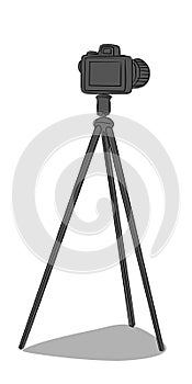 Vector camera on tripod for blogging on white