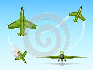 Vector camouflage aircraft, fighter jet. Downed aviation