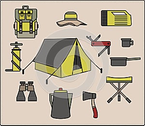 Vector camping icon set