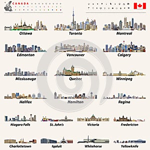 Vector Canada largest cities and all states capitals skylines photo