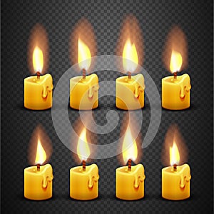 Vector candle with fire animation on transparent background