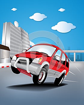 Vector car in the city