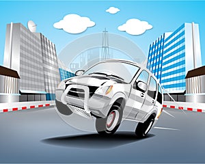 Vector car in the city