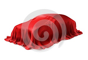 Vector car covered with red silk cloth photo