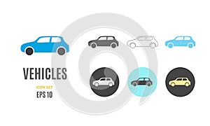 Vector car infographic template. Color vehicles icon for your illustration or presentation