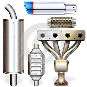 Vector Car Muffler Parts