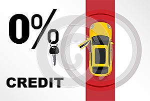 Vector of a car offered with a zero percent financing