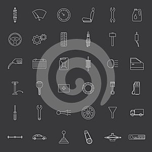 Vector car parts. Icons set.