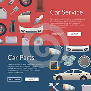Vector car parts web banner templates illustration