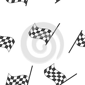 Vector car racing flag icon. Start, finish symbol seamless pattern on a white background