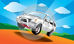 Vector car in the road