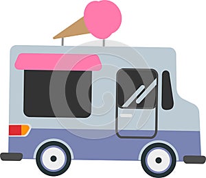 Vector car selling ice cream on a white background