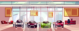 Vector car showroom background. Auto dealership showcase. photo