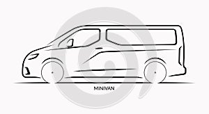 Vector car silhouette. Minivan side view