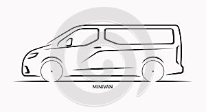 Vector car silhouette. Minivan side view photo