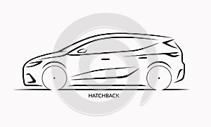 Vector car silhouette. Side view of hatchback