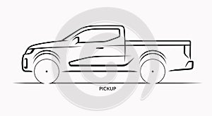 Vector car silhouette. Side view of pickup photo
