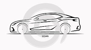 Vector car silhouette. Side view of sedan