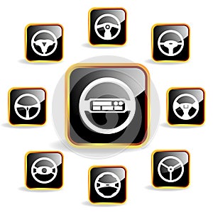 Vector car steering wheel crystal icon