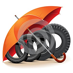 Vector Car Tires with Umbrella