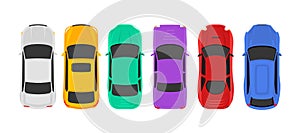 Vector car top view icon illustration. Vehicle flat isolated car icon