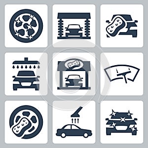 Vector car wash icons set