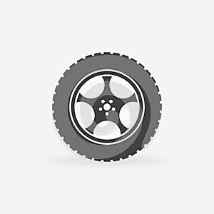 Vector car wheel with tyre concept icon