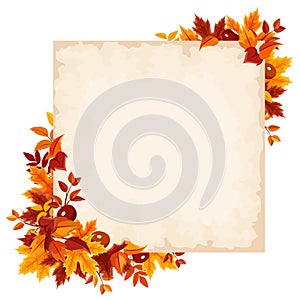 Vector card with colorful autumn leaves.