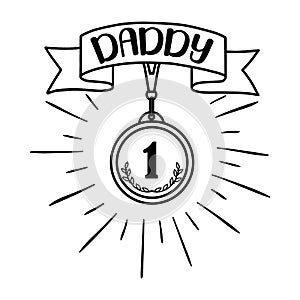 Vector card Daddy no 1 with medal for Happy Fathers day