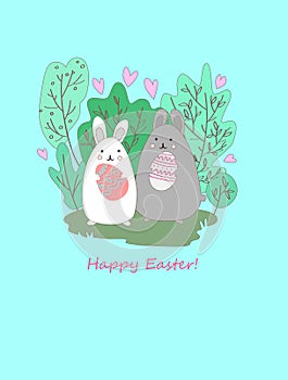 Vector  card with easter  bunny