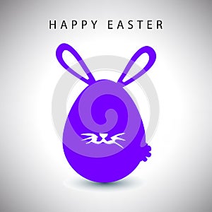 Vector card of easter violet rabbit egg with whisker