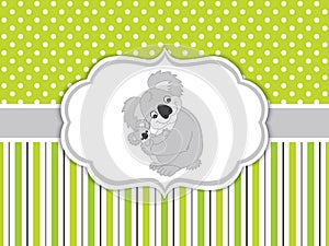 Vector Card Template with Cute Cartoon Koalas. Vector Koala Bear