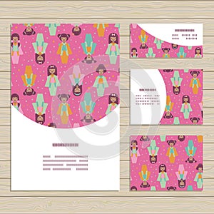 Vector cards set with pretty pattern