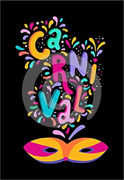 Vector Carnival colorful gorisontal flyer, banner, posters masquerade invitation. Festive party tickets mask template