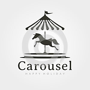 vector of carousel horse vintage logo illustration design, Merry-go-round vector design