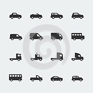 Vector cars / vehicles mini icons