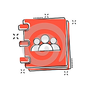 Vector cartoon address book icon in comic style. Contact note si