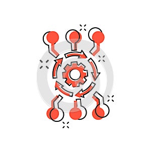 Vector cartoon algorithm api software icon in comic style. Gear