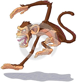 Vector Cartoon Angry Jumping Monkey Illustration