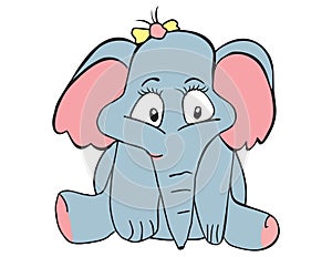 Vector cartoon animal. Sweet little elephant.