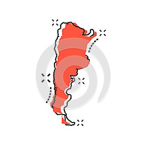 Vector cartoon Argentina map icon in comic style. Argentina sign