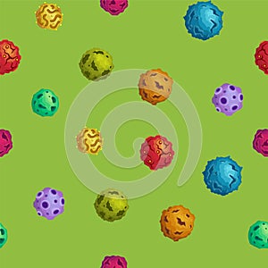 Vector cartoon asteroids seamless background in flat style