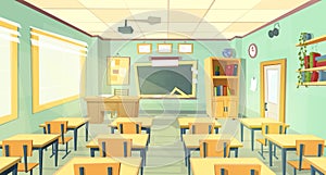 Vector cartoon illustration of school classroom photo