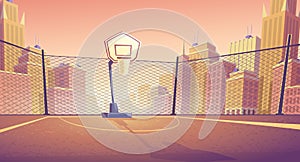 Vector cartoon background of street basketball court