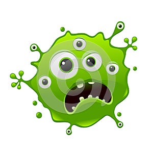 Vector cartoon bacteria character splat face