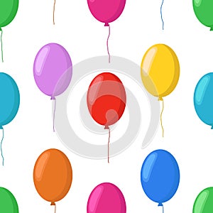 Vector cartoon balloons seamless pattern, party elements