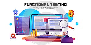 Vector cartoon banner of function test